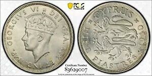 英国キプロス、1940 年ジョージ 6 世、ナイン ピアストル、9 ピアストル。 PCGS64｜WORLD RESOURCE【KING店】