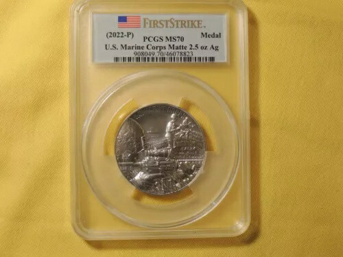 2022-P 米国海兵隊 マット 2.5 オンス Ag メダル PCGS MS 70 ファースト ストライク