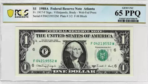 1988A FRN WEB プレスノート-fr.1917-F (FM BLOCK) 3/2--PCGS 65 PPQ--希少ブロック!｜WORLD RESOURCE【KING店】