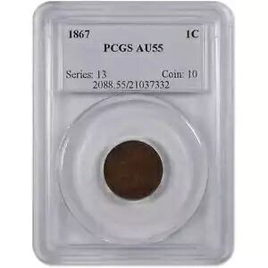 1867 インディアン ヘッド セント AU 55 PCGS ペニー 1c コイン SKU:I9743｜WORLD RESOURCE【KING店】