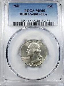 1941 ワシントン クォーター DDR 品種 FS-801 (013) MS65 PCGS｜WORLD RESOURCE【KING店】