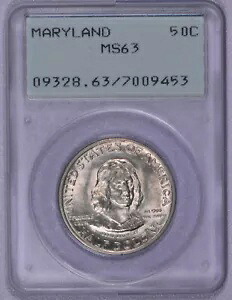 1934 メリーランド 50C PCGS MS63 記念ハーフダラー OGH 古いガラガラ