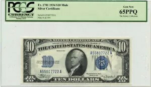 1934 $10 シルバー 証明書 ブルー ミュール Fr# 1701 PCGS GEM 65 EPQ|WORLD RESOURCE【KING店】