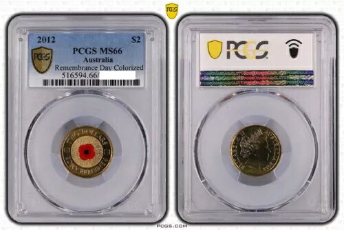 2012 レッド ポピー リメンブランス $2 2 ドル コイン PCGS MS66 宝石 Unc #3670