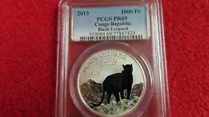 CONGO ブラック レオパード 1000 フラン CFA 2013 .999 シルバー コイン PCGS PR69 1オンス｜WORLD RESOURCE【KING店】