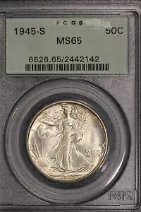 1945 S ウォーキング リバティ ハーフダラー MS65 PCGS - オリジナル コレクションからの新鮮です。|WORLD RESOURCE【KING店】