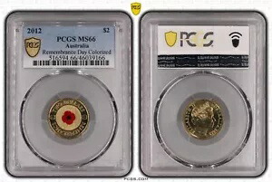 オーストラリア 2012 レッド ポピー $2 コイン PCGS MS66 素晴らしい宝石 Unc #9166