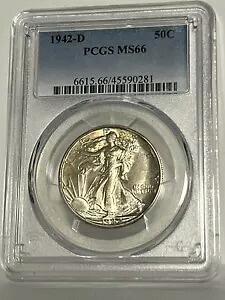 1942-D 50c ウォーキング リバティ ハーフダラー PCGS MS66｜WORLD RESOURCE【KING店】