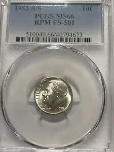 1953-S/S ルーズベルト ダイム RPM FS-501 MS66 PCGS｜WORLD RESOURCE【KING店】