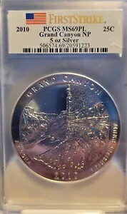 2010 グランドキャニオン NP 5 オンス シルバー PCGS MS69 ファースト ストライク｜WORLD RESOURCE【KING店】