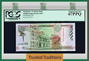 TT PK 145 1997 スリナム 10000 グルデン PCGS 67 PPQ 素晴らしい宝石集団 1｜WORLD RESOURCE【KING店】