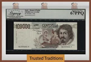 TT PK 110b 1983 イタリア BANCA D'ITALIA 100000 リラ カラヴァッジョ LCG 67PPQ 素晴らしい宝石｜WORLD RESOURCE【KING店】 136,950円