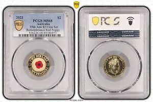 オーストラリア 2023 レッド ポピー $2 コイン PCGS MS68 #6973｜WORLD RESOURCE【KING店】