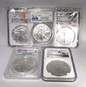 MS70 シルバー イーグル ロット 5 コイン PCGS & NGC AQ339｜WORLD RESOURCE【KING店】