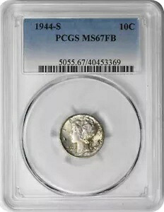 1944-S マーキュリー シルバー ダイム MS67FB PCGS|WORLD RESOURCE【KING店】