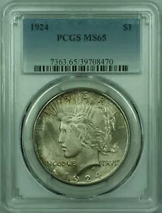 1924 ピース シルバー ダラー 1 ドル コイン PCGS MS-65 トーン (29) C｜WORLD RESOURCE【KING店】