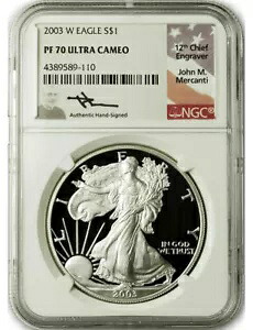 2003-W アメリカン シルバー イーグル NGC PF70 ウルトラ カメオ ジョン マーカンティ署名入り|WORLD RESOURCE【KING店】