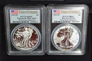 2013-W ウエストポイント シルバー イーグル 2 コイン ボックス セット PCGS PR69/MS69 リバース/エンハンスド FS|WORLD RESOURCE【KING店】