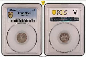 1924 年 3 ペンス コイン - PCGS MS62 - 未流通ジョージ 5 世シルバー プレデマル|WORLD RESOURCE【KING店】