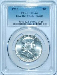 1963 PCGS MS64 FS-402 表面ダイクラッシュ フランクリン ハーフダラー｜WORLD RESOURCE【KING店】