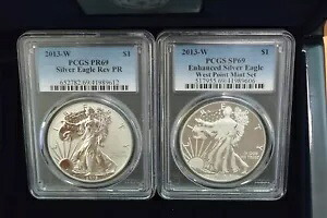 2013-W ウエストポイント シルバー イーグル 2 コイン ボックス セット PCGS PR69/SP69 リバース/エンハンスド｜WORLD RESOURCE【KING店】