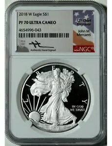 2018-W アメリカン シルバー イーグル NGC PF70 ウルトラ カメオ メルカンティ サイン入り｜WORLD RESOURCE【KING店】