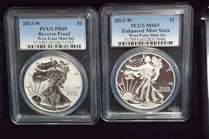 2013-W ウエストポイント シルバー イーグル 2 コイン ボックス セット PCGS PR69/SP69 リバース/エンハンスド|WORLD RESOURCE【KING店】