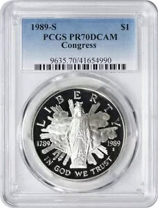 1989-S 議会シルバー記念ドル PR70DCAM PCGS プルーフ 70 ディープ カメオ|WORLD RESOURCE【KING店】