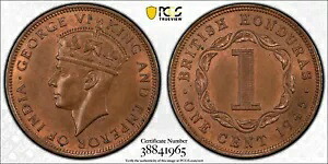 英国領ホンジュラス、1945 年ジョージ 6 世セント。 PCGS MS 64 R&B。 130,000 ミンテージ。｜WORLD RESOURCE【KING店】