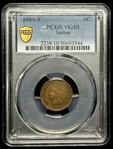 1909 S - PCGS VG 10 - インディアン ヘッド 1C 1 セント コイン - 544|WORLD RESOURCE【KING店】