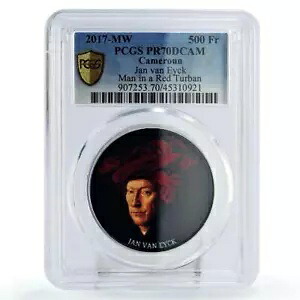 カメルーン 500 フラン ヤン ファン アイク マン レッド ターバン アート PR70 PCGS 銀貨 2017｜WORLD RESOURCE【KING店】