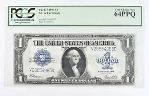 1923 $1 US シルバー証明書 FR#237 グレード PCGS 64 PPQ Very Choice 新品 *8082｜WORLD RESOURCE【KING店】 140,800円
