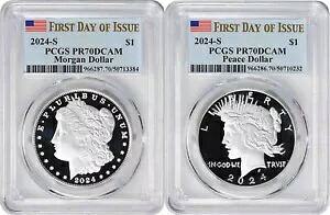 2024-S モーガンとピース シルバー ダラー 2 コイン PR70DCAM 発行初日 PCGS|WORLD RESOURCE【KING店】