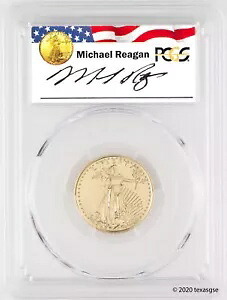 2020 $10 1/4オンス ゴールド アメリカン イーグル PCGS MS70 - マイケル レーガン シグネチャー｜WORLD RESOURCE【KING店】