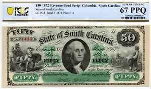 1872年 $50 サウスカロライナ州、コロンビア 廃止 - PCGS 67 PPQ!素晴らしいGEM+｜WORLD RESOURCE【KING店】