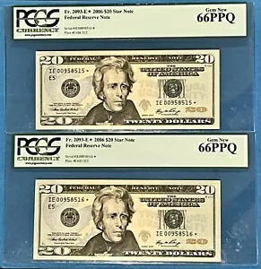 2006 $20 スターノート FRN - 2 IN PMG トップ ポップ、シーケンシャル ジェム PCGS 66 PPQ FR 2093-E*｜WORLD RESOURCE【KING店】 146,850円