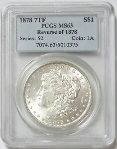 1878 7 テール フェザー REV 1878 シルバー モーガン $1 ドル コイン PCGS ミント ステート 63｜WORLD RESOURCE【KING店】