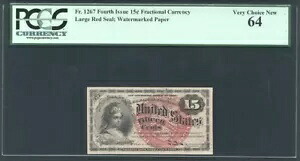 米国 1869 ～ 1875 年 15 セント端数通貨 FR-1267、認定 PCGS 未流通-64｜WORLD RESOURCE【KING店】
