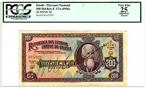 ブラジル ... P-82(R-153) ... 200 ミル レイ ... E17a(1936) ... *VF*｜WORLD RESOURCE【KING店】