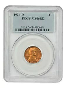 1934-D 1C PCGS MS66RD - リンカーン セント (ウィート リバース) - ラブリー ミント レッド リンカーン｜WORLD RESOURCE【KING店】