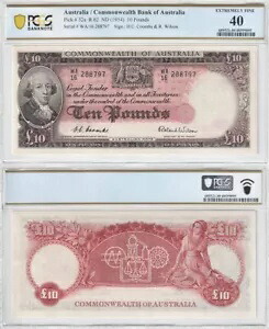オーストラリア 1954 クームズ/ウィルソン テン パウンド - PCGS XF40