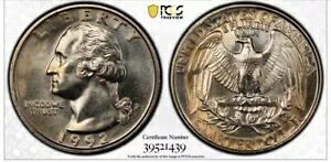 1992-P 25C ワシントン クォーター ドル PCGS MS66+ 39521439