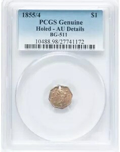 1855/4 $1 BG-511 カリフォルニア フラクショナル ゴールド PCGS MS98|WORLD RESOURCE【KING店】