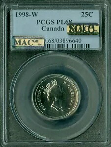 1998 W カナダ 25 セント PCGS PL68 MAC SOLO 最高級グレード MAC スポットレス *|WORLD RESOURCE【KING店】
