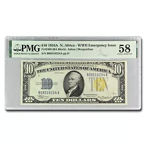 1934-A $10 イエロー シール 北アフリカ AU-58 PMG (Fr#2309)｜WORLD RESOURCE【KING店】