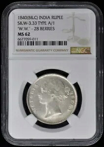 1840 B&C インドルピー MS63 NGC KM458 S&W-3.33 W.W. 28ベリー｜WORLD RESOURCE【KING店】