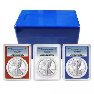 3 個セット - 2024-S $1 プルーフ アメリカン シルバー イーグル PCGS PR70DCAM FS ブルー ラベル R...
