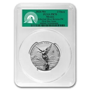 2024 メキシコ 2 オンス シルバー リベルタ リバース プルーフ PR-70 PCGS (FDI)