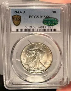 1943-D 50c PCGS MS 66+ CAC ウォーキング リバティ ハーフダラー｜WORLD RESOURCE【KING店】