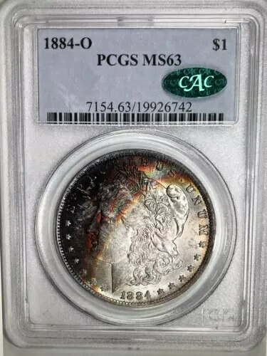 1884 O トーン モーガン $ PCGS MS 63 CAC????派手なモンスター レインボー トーニング????｜WORLD RESOURCE【KING店】